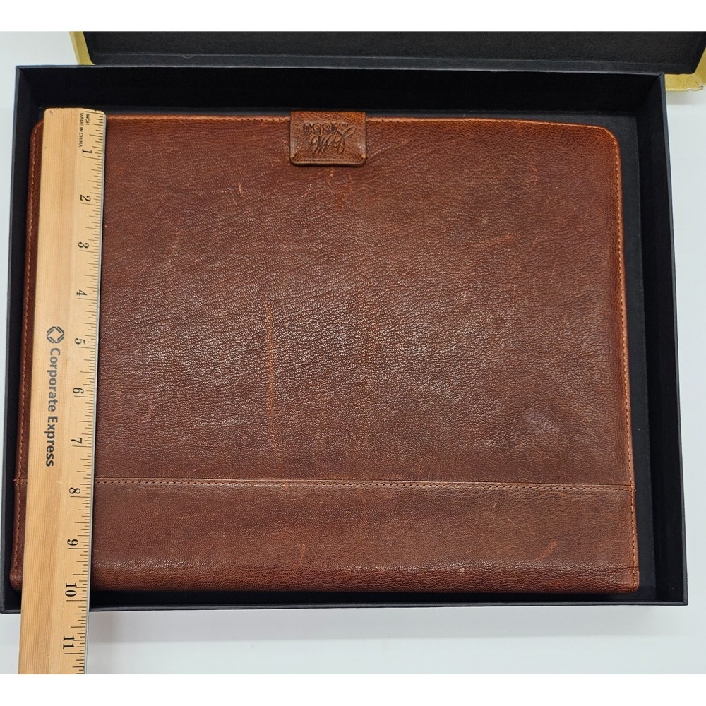 Johnston & Murphy J&M 1850 Brown Leather Portfolio Padfolio Organizer Striped - Picture 14 of 16